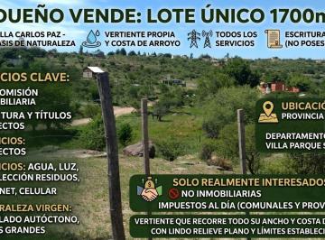 Terreno de 1 ambiente, Villa Parque Siquiman · Oportunidad Inversión Arroyo Vertiente Escritura Lote Villa Parque Siquiman