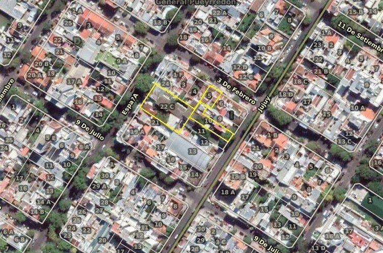 Venta en block! Lote 22c Calle España 26 x 43.30 mts, Lote 5 Calle 3 de Febrero 13 x 17 mts, Lote 10 Calle Jujuy 8.66 x 43.30mts