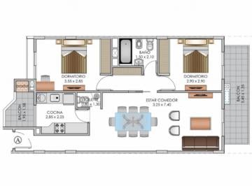 Departamento · 110m² · 3 Ambientes · Venta Depatamento Apto Bancor - 2 Dorm. - Balcones