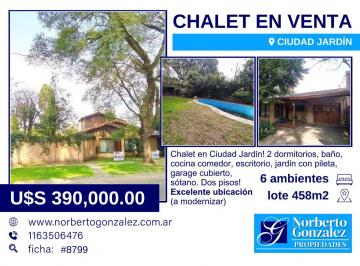 Casa · 240m² · 6 Ambientes · 3 Cocheras · Venta Chalet 6 Ambientes 2 Baños Piscina 460 m Lote F: 8799