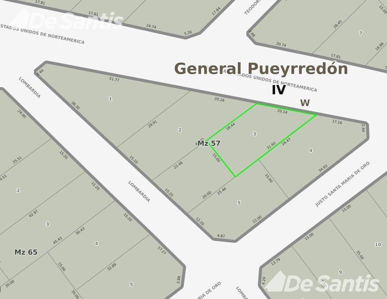 Lote irregular 375m² con proyecto para dos locales — zona comercial