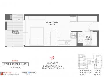 almagro-venta-departamento-1-ambiente · Departamento de 1 Ambiente en Venta en Almagro