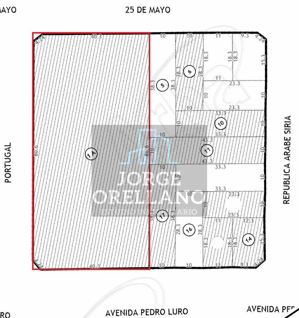 Terreno 3740 m2 en esquina sobre Av. Pedro Luro y Portugal — Distrito E3