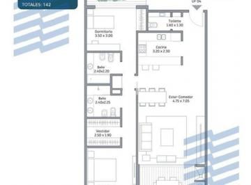 Departamento · 104m² · 4 Ambientes · 2 Cocheras · Semi Piso 4 Amb Balcon Terraza y Cochera Ss 2/2027