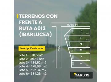 Terreno · 500m² · Terrenos en Ibarlucea con Frentes a Ruta A012