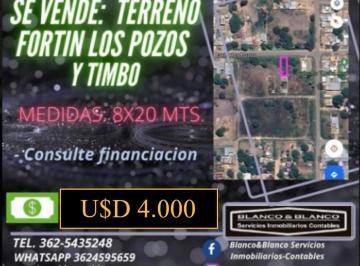 Terreno · 160m² · Se Vende: Fortín Los Pozos y Timbo, Terreno de 8 X 20 m.