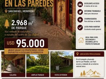 Casa · 215m² · 3 Ambientes · 3 Cocheras · Casa Quinta en Las Paredes | Casi 3.000 m² de Parque | Usd95.000