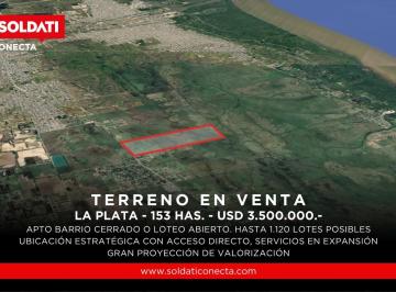 Campo · 1530000m² · Venta Sobre Ruta 11 Campo en La Plata Para Loteo o Emprendimiento