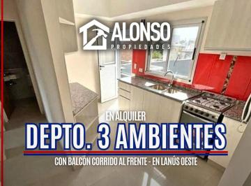 Departamento · 72m² · 3 Ambientes · Departamento de 3 Ambientes Amplio en Alquiler en Lanus