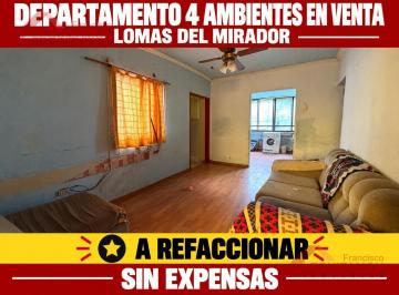 Departamento · 60m² · 4 Ambientes · Departamento 4 Ambientes en Venta – Lomas del Mirador – a Refaccionar – Sin Expensas