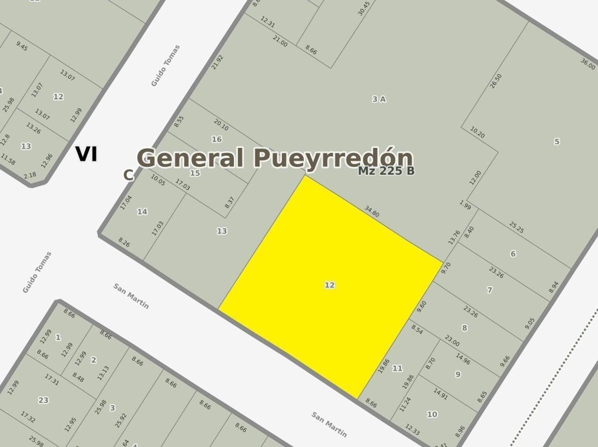 Lote 1195m² en Plaza Rocha — San Martín entre Guido y Dorrego