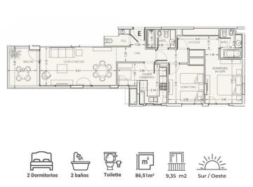 Departamento · 86m² · 3 Ambientes · Venta Moderno Departamento de 2 Dorm. en Torre San Juan 1076 - Neuquén