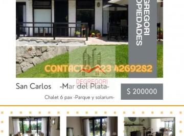 Casa · 150m² · 4 Ambientes · 1 Cochera · Alquiler Chalet Temporario Para 6 Personas