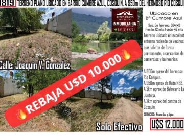 Terreno · 504m² · Terreno Plano en Cumbre Azul, Cosquín