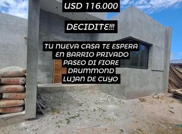 Casa de 3 ambientes, Luján de Cuyo · Casa Venta Barrio Paseo Di Fiore Lujan de Cuyo ¡Rebajada Usd 116.000!
