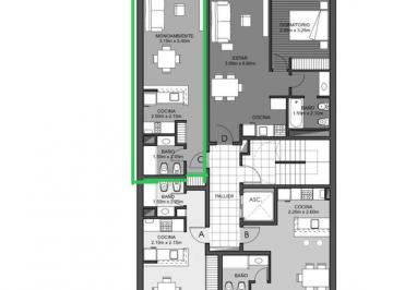 Departamento · 35m² · 1 Ambiente · A m de Bv. Oroño - Amplísimo Monoambiente Divisible con Patio - Excelente Construccion.