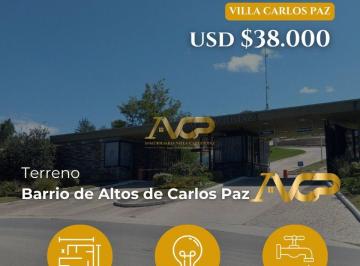 Terreno · 1212m² · Lote en Barrio Cerrado Altos de Carlos Paz