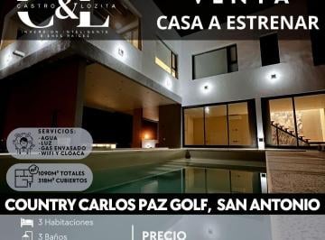 Casa · 318m² · 6 Ambientes · 1 Cochera · Casa de Categoría a Estrenar 3 Dorm., en Carlos Paz Golf - San Antonio de Arredondo.