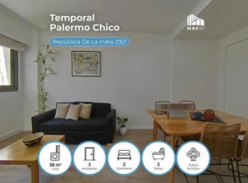 Departamento · 58m² · 3 Ambientes · Excelente Dpto. en Alquiler Temporal en Pleno Palermo Chico