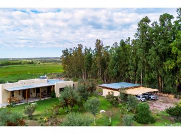 Vista aérea de la parte frontal de la casa · Increíble Casa de Autor en La Costa del Atuel - 4 Ha y 480 m² Cubiertos