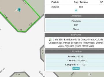Terreno · 550m² · Terreno en Barrio Chapadmalal