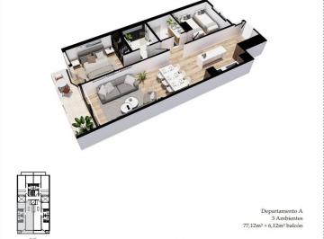 Departamento · 77m² · 3 Ambientes · Departamento - Guemes