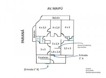 Croquis consultorio Esq Av Maipú y Paraná · [solo Para Uso Profesional] Alquila 2 Phs en Paraná y Av Maipú