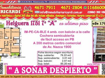 Departamento · 79m² · 4 Ambientes · 1 Cochera · A Soñar Despierto 4 Amb. Pipiqq Balcon a La Calle + Cochera