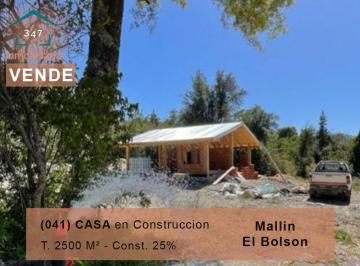 Terreno · 56m² · 3 Ambientes · 5 Cocheras · El Bolson (Mallin Ahogado) Casa en Construcción con Terrreno de 2.500 m²
