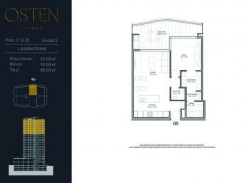 Departamento · 69m² · 2 Ambientes · Departamento con Pileta Propia - Osten Tower - Puerto Madero