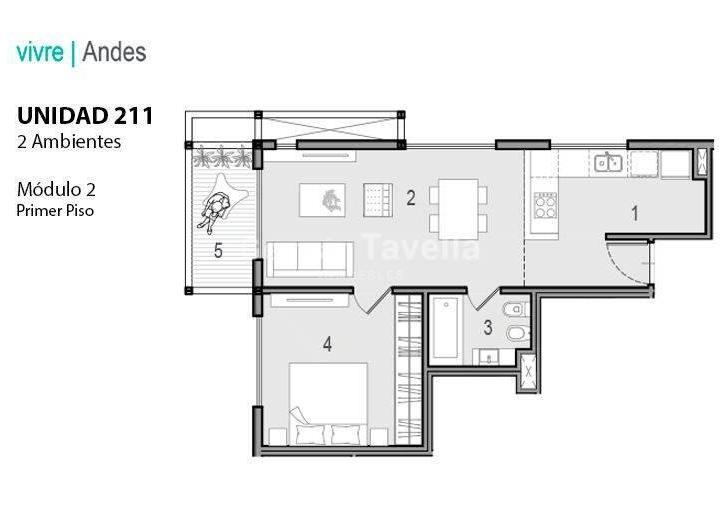 Departamento · 62m² · 2 Ambientes
