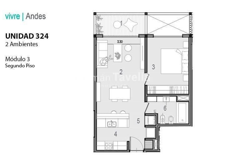 Departamento · 60m² · 2 Ambientes