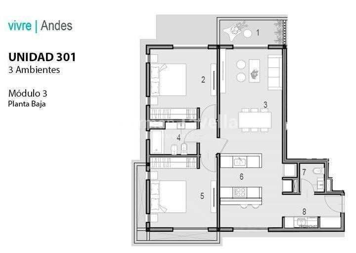 Departamento · 110m² · 3 Ambientes