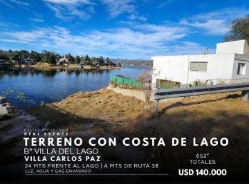 Terreno · 652m² · Lote con Costa de Lago de 652 m² a m de La Ruta 38, Villa del Lago, Villa Carlos Paz
