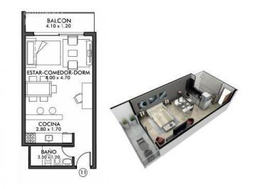 Departamento · 32m² · 1 Ambiente · 1 Cochera · Venta Apartamento Monoambiente Roosevelt
