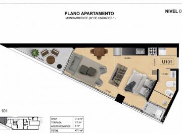 Departamento · 33m² · 1 Ambiente · Venta Loft Buceo Montevideo