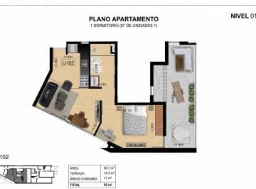 Departamento · 38m² · 2 Ambientes · Venta Apartamento 1 Dormitorio Buceo Montevideo