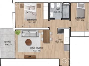 Departamento · 51m² · 3 Ambientes · Venta Apartamento 2 Dorm. y Terraza La Blanqueada Montevideo