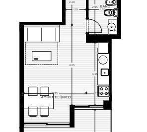 Departamento · 40m² · 1 Ambiente · Venta Monoambiente con Terraza en Tres Cruces Montevideo