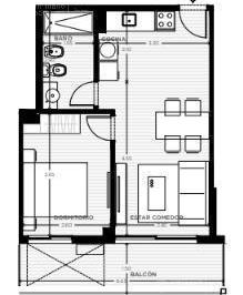 Departamento · 58m² · 2 Ambientes · Venta Apartamento 1 Dormitorio con Balcon en Tres Cruces Montevideo