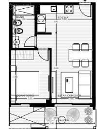 Departamento · 59m² · 2 Ambientes · Venta Apartamento 1 Dormitorio con Balcon en Tres Cruces Montevideo