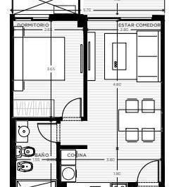 Departamento · 52m² · 2 Ambientes · Venta Apartamento 1 Dormitorio con Balcon en Tres Cruces Montevideo