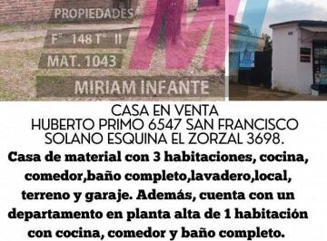 Casa · 150m² · 6 Ambientes · Cada en Venta San Francisco Solano Humberto Primo