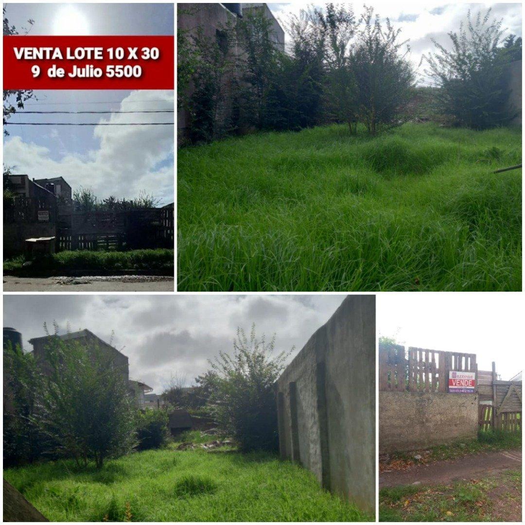Venta lote 10 X 30 sobre la calle 9 de julio A 5500