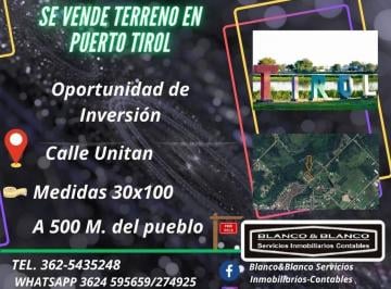 Terreno · 3000m² · Se Vende Terreno de 30x100 en Puerto Tirol