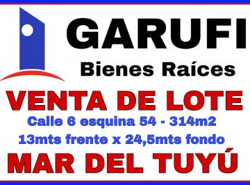 Terreno , Mar del Tuyú · Precio Rebajado - Lote en Mar del Tuyú - Calle 6 Esquina 54 - 13x24,5