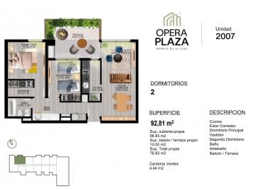 Departamento de 3 ambientes, Córdoba · Opera Plaza - 2 Dorm. - a m de Ciudad Universitaria