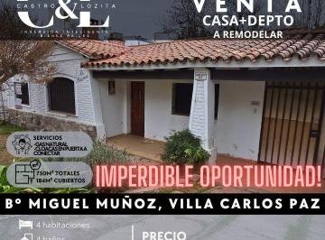 Casa · 184m² · 7 Ambientes · 1 Cochera · Venta Casa Dpto a Remodelar en 750 m² de Terreno B° Miguel Muñoz, Carlos Paz