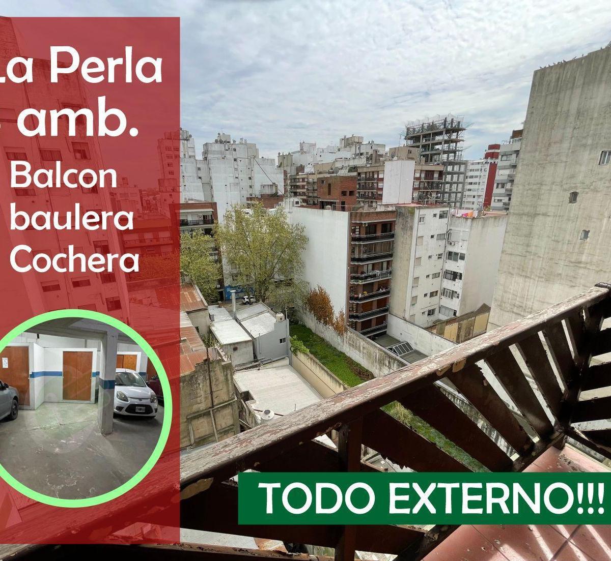 Depto 3 amb, 58m² con cochera y balcón — La Perla