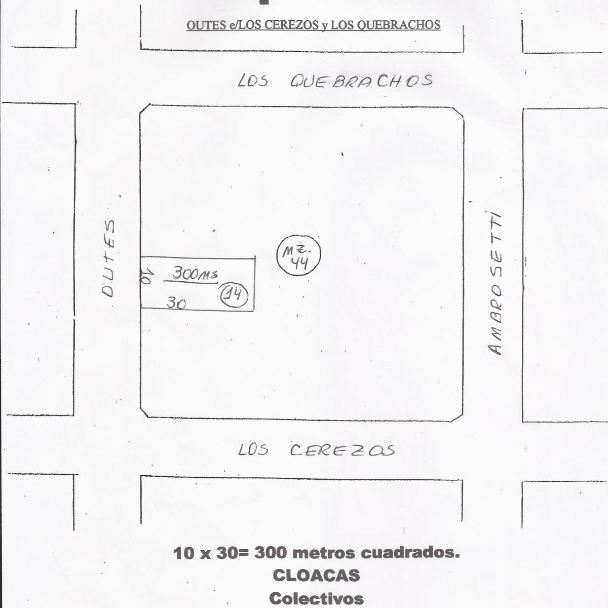 Parque peña – outes entre Los Cerezos y Los Quebrachos – Zona en expansión. Lote 300 ms.